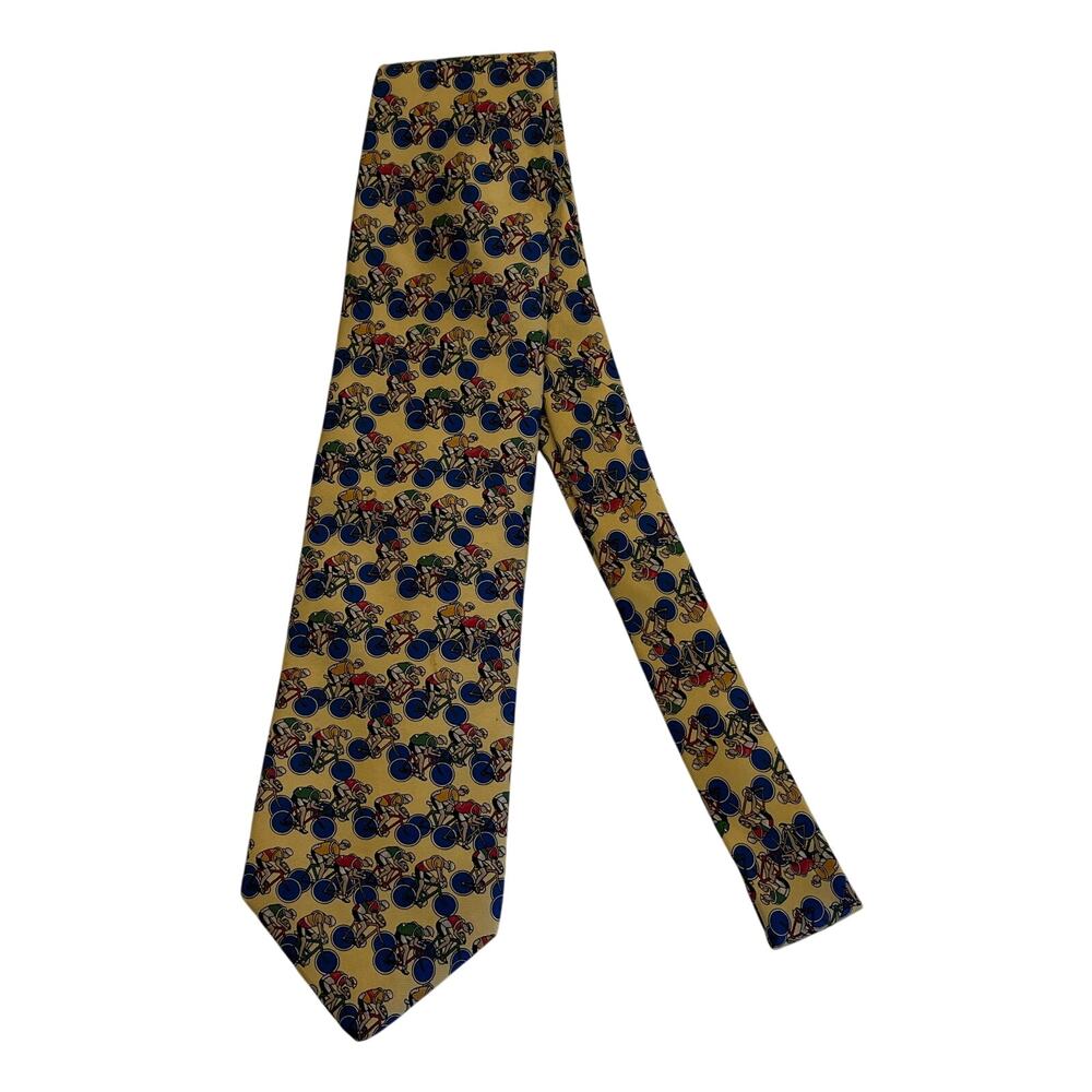 M3-20(5) LONDON FOG Men's Neck Tie Bicycle Motif 100% Silk Handmade 57"L